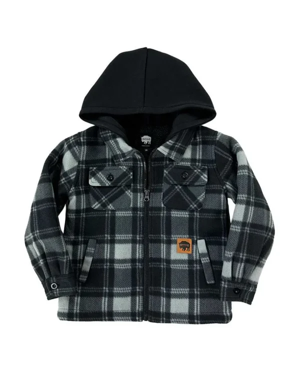 Buffalo Outdoors Hoodies^® Workwear Kid's Sherpa Lined Fleece-Grey/Black Plaid