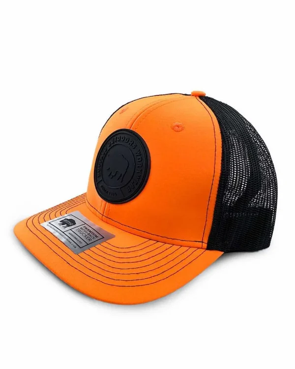 Buffalo Outdoors Trucker Hats^® Workwear Hi Vis Black Circle Patch Hat-Orange