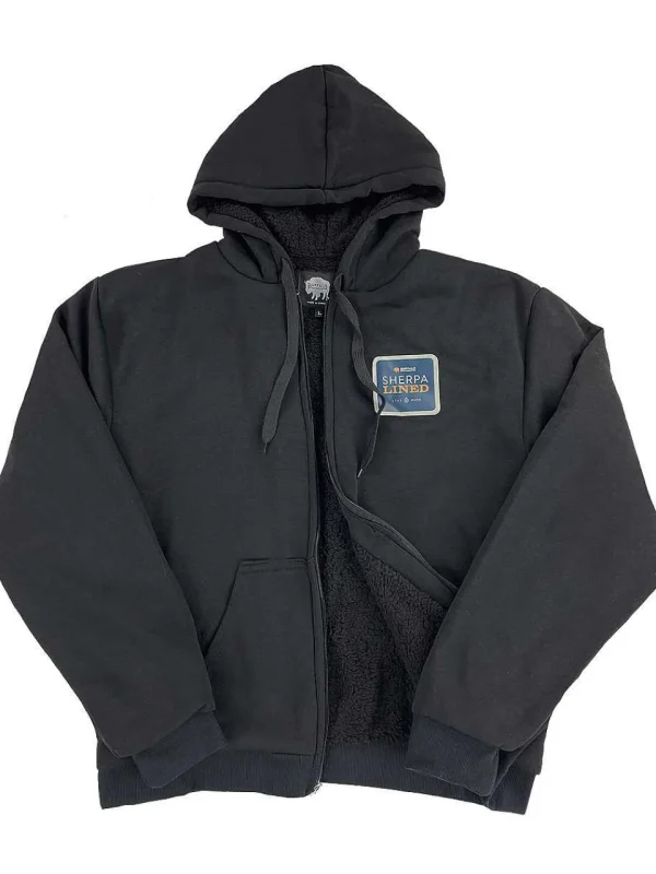 Buffalo Outdoors Hoodies & Sweatshirts For Men^® Workwear Men's Sherpa Lined Hooded Sweatshirt-Black