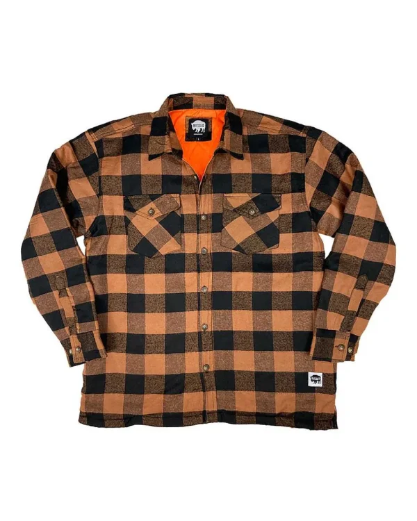 Buffalo Outdoors Hoodies & Sweatshirts For Men^® Workwear Men's Orange Lined Flannel Shirt Jacket- Tan