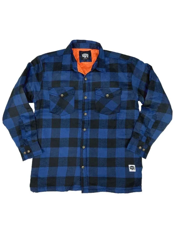 Buffalo Outdoors Hoodies & Sweatshirts For Men^® Workwear Men's Orange Lined Flannel Shirt Jacket- Royal Blue