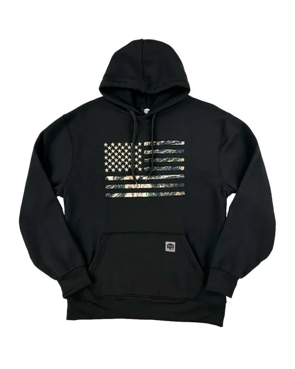 Buffalo Outdoors Hoodies & Sweatshirts For Men^® Workwear American Flag Hooded Sweatshirt-Black/Camo