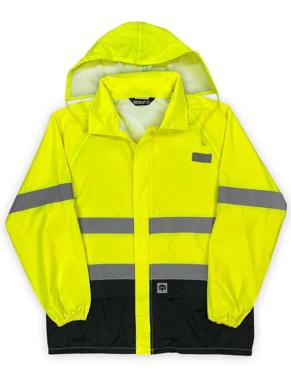 Buffalo Outdoors Men's Jackets^® Workwear Class 2 Hi Vis Safety Hooded Rain Shell