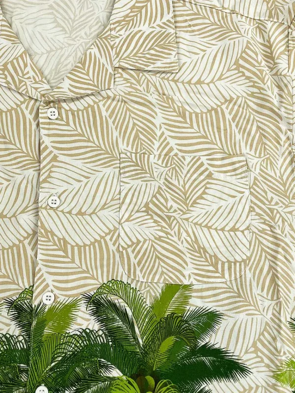 Buffalo Outdoors Button Down Shirts^® Workwear Men's Button Down All-Over Print Camp Shirts-Palm Trees