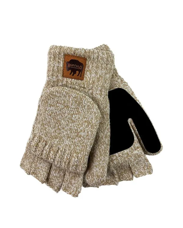 Buffalo Outdoors Gloves^® Workwear Unisex Fingerless Knit Glove-Oatmeal