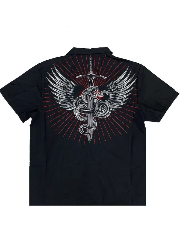Buffalo Outdoors Button Down Shirts^® Workwear Men's Button Down All-Over Print Camp Shirts-Flying Viper