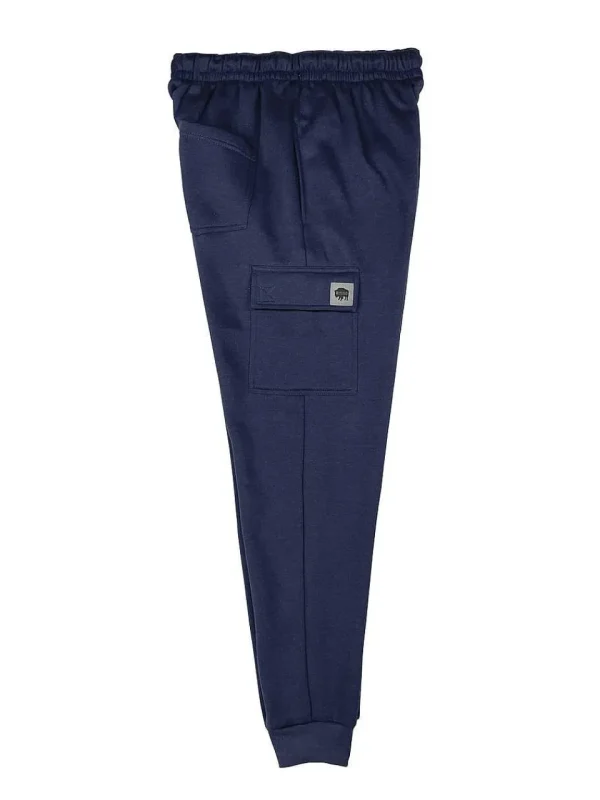 Buffalo Outdoors Pants^® Workwear Men's Fleece Cargo Joggers-Navy
