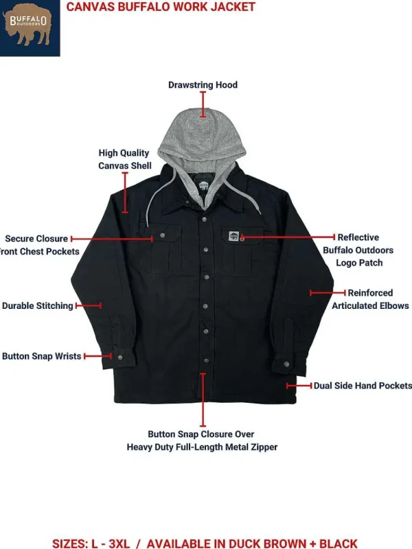 Buffalo Outdoors Men's Jackets^® Workwear Canvas Buffalo Work Jacket-Black
