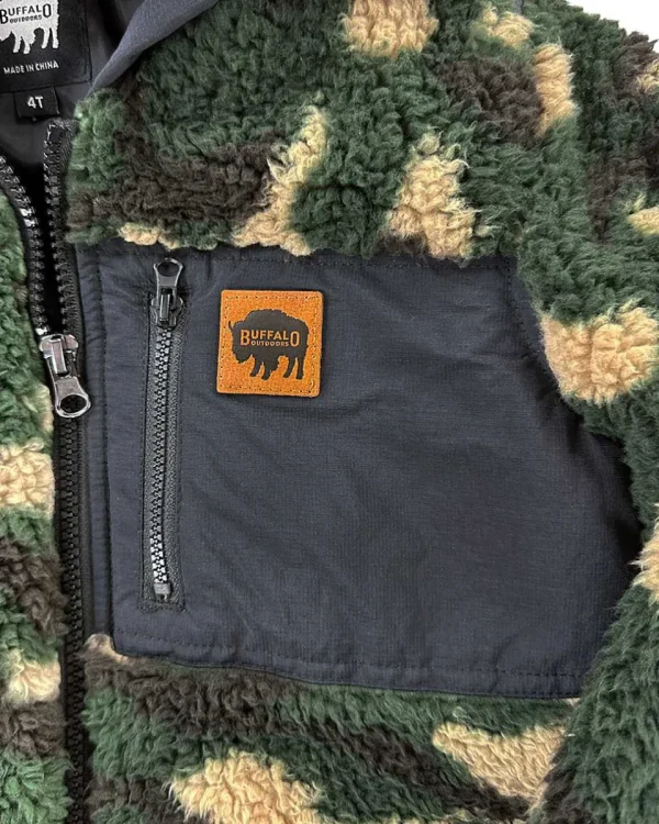 Buffalo Outdoors Hoodies^® Workwear Kid's Full-Zip Pocket Sherpa-Green Camo