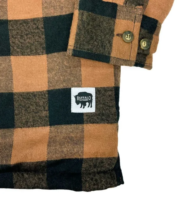 Buffalo Outdoors Hoodies & Sweatshirts For Men^® Workwear Men's Orange Lined Flannel Shirt Jacket- Tan