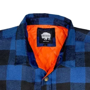 Buffalo Outdoors Hoodies & Sweatshirts For Men^® Workwear Men's Orange Lined Flannel Shirt Jacket- Royal Blue