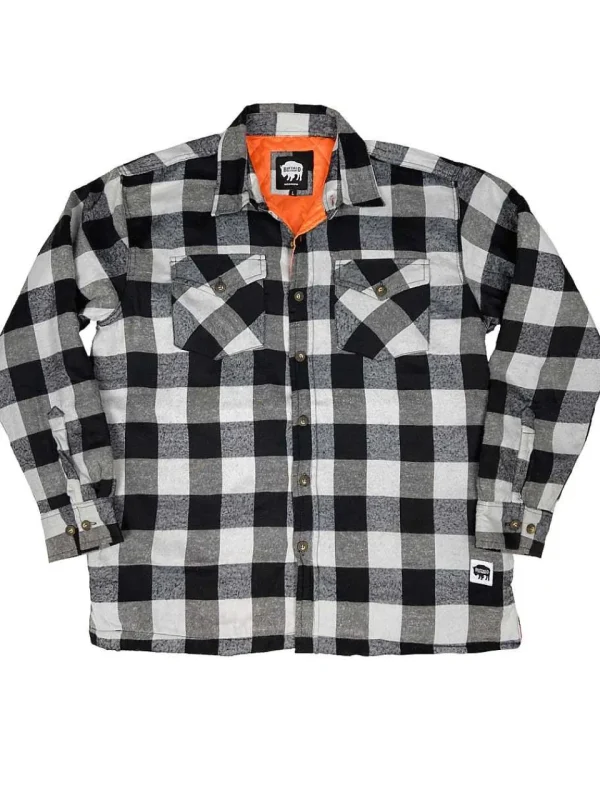 Buffalo Outdoors Hoodies & Sweatshirts For Men^® Workwear Men's Orange Lined Flannel Shirt Jacket- Grey