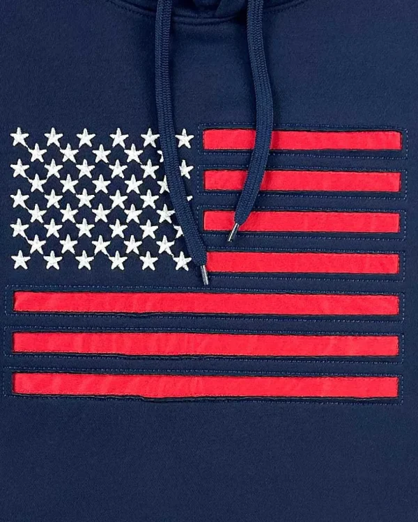 Buffalo Outdoors Hoodies & Sweatshirts For Men^® Workwear American Flag Hooded Sweatshirt-Navy/Red