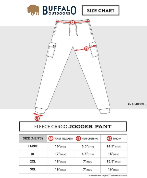 Buffalo Outdoors Pants^® Workwear Men's Fleece Cargo Joggers-Navy