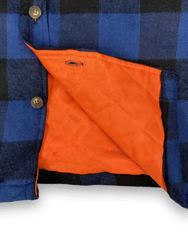 Buffalo Outdoors Hoodies & Sweatshirts For Men^® Workwear Men's Orange Lined Flannel Shirt Jacket- Royal Blue