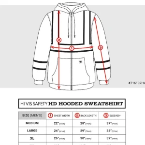 Buffalo Outdoors Hoodies & Sweatshirts For Men^® Workwear Class 2 Hi Vis Reflective Hd Safety Hoodie