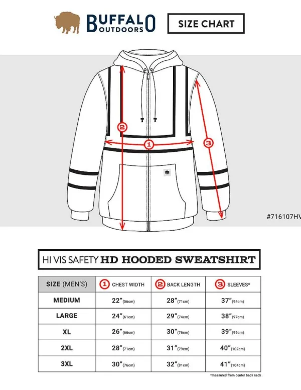 Buffalo Outdoors Hoodies & Sweatshirts For Men^® Workwear Class 2 Hi Vis Reflective Hd Safety Hoodie