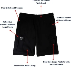 Buffalo Outdoors Men's Shorts^® Workwear Fleece Lined All-Season Shorts-Black