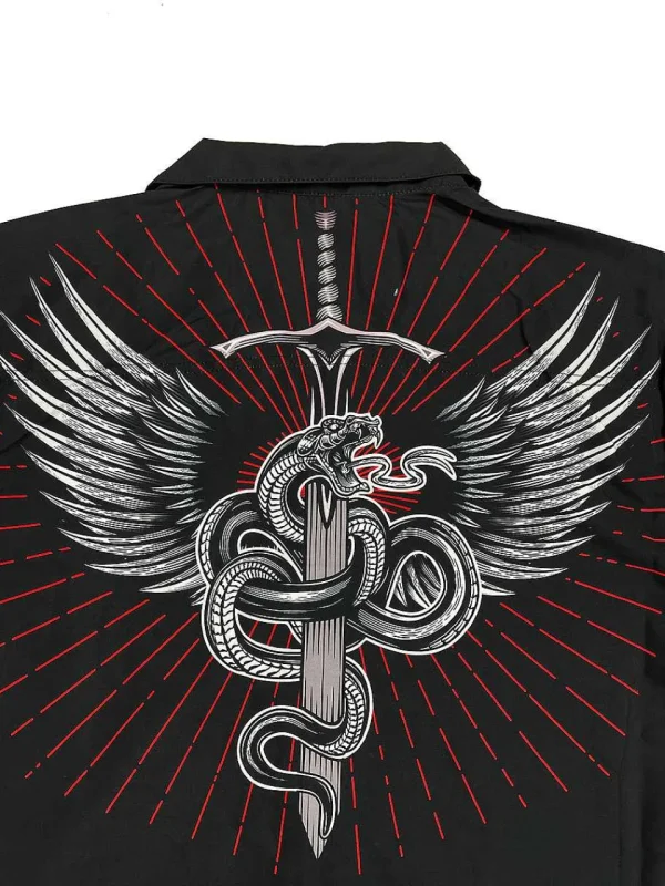 Buffalo Outdoors Button Down Shirts^® Workwear Men's Button Down All-Over Print Camp Shirts-Flying Viper