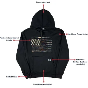 Buffalo Outdoors Hoodies & Sweatshirts For Men^® Workwear American Flag Hooded Sweatshirt-Black/Camo