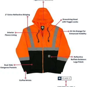 Buffalo Outdoors Hoodies & Sweatshirts For Men^® Workwear Class 2 Hi Vis Reflective Safety Hoodie-Orange