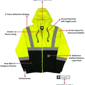 Buffalo Outdoors Hoodies & Sweatshirts For Men^® Workwear Class 2 Hi Vis Reflective Safety Hoodie-Yellow